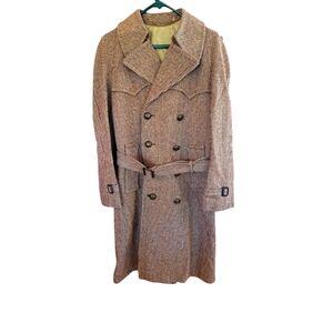 J C Penney Vtg Tweed Wool Coat Double Breasted 38 Or 10 Lined